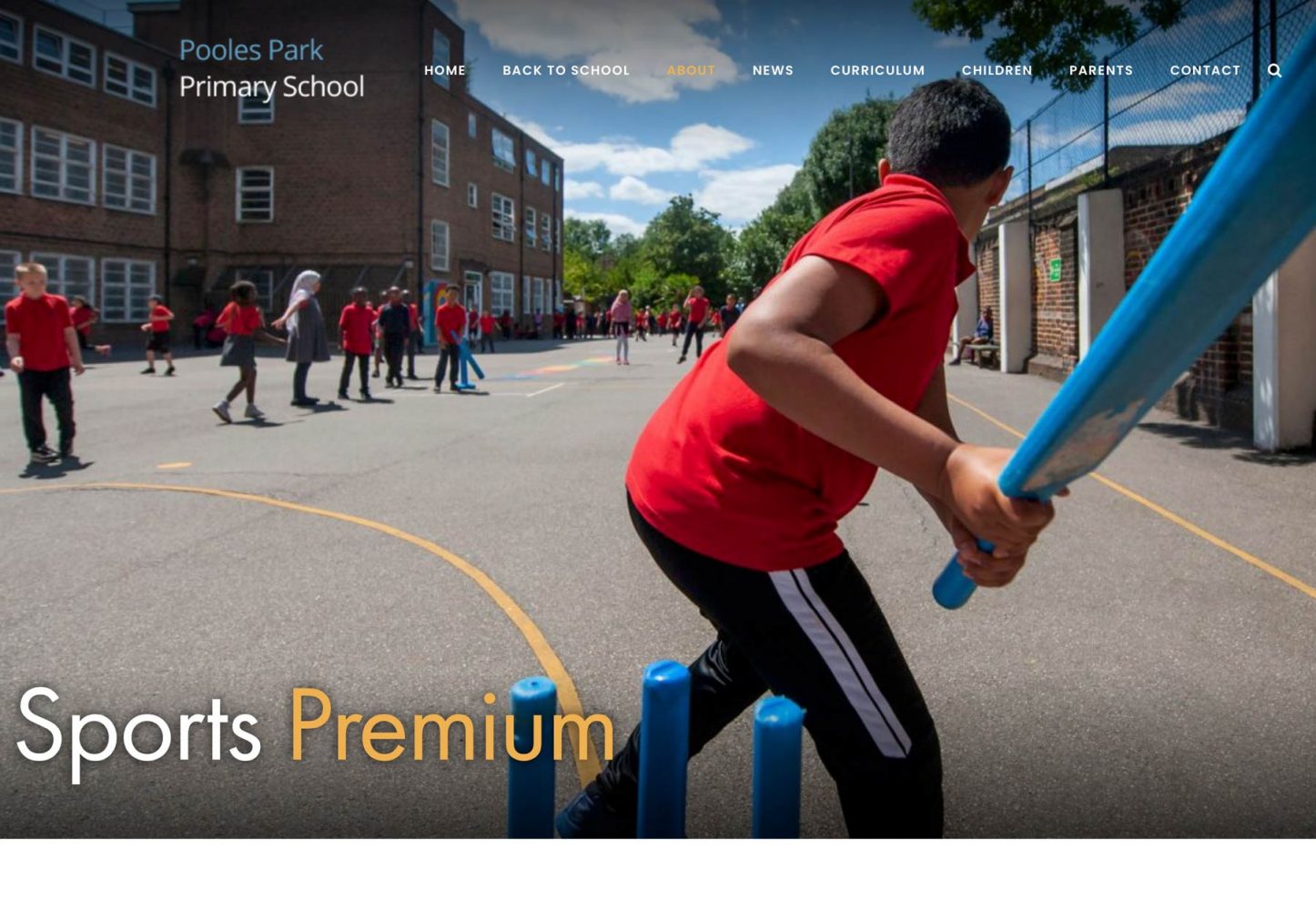 Islington School website photography Sports Premium screenshot