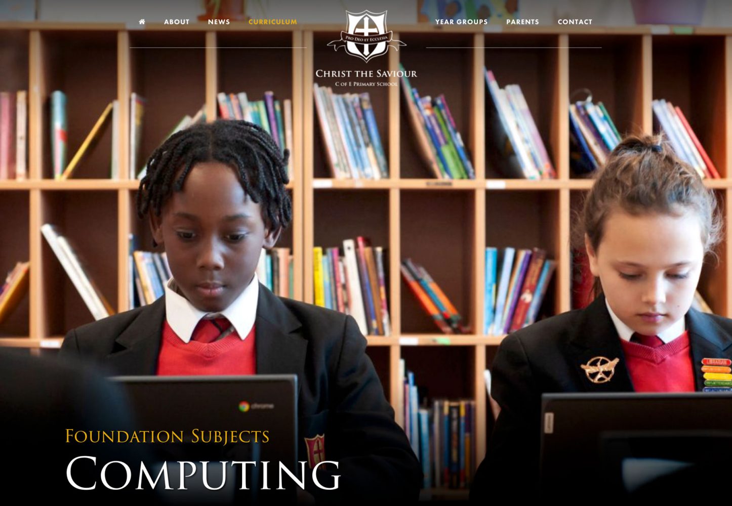 Screenshot of computing page of Christ The Saviour school website