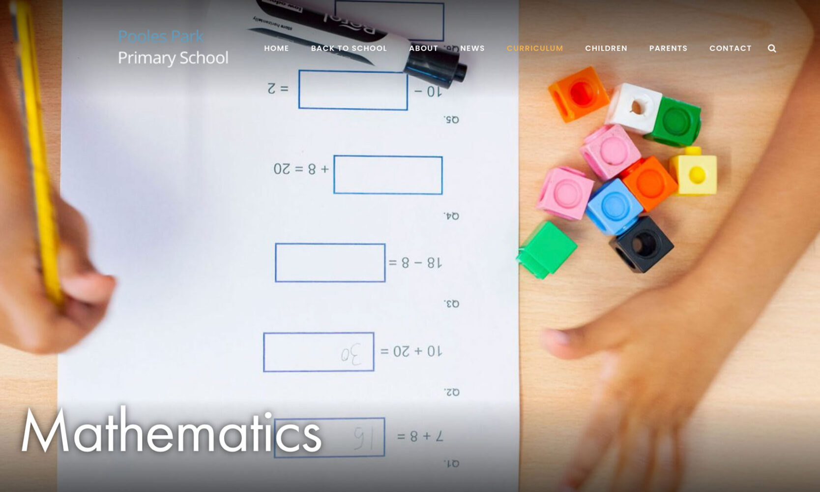 Screenshot of school website photography by James Robertshaw